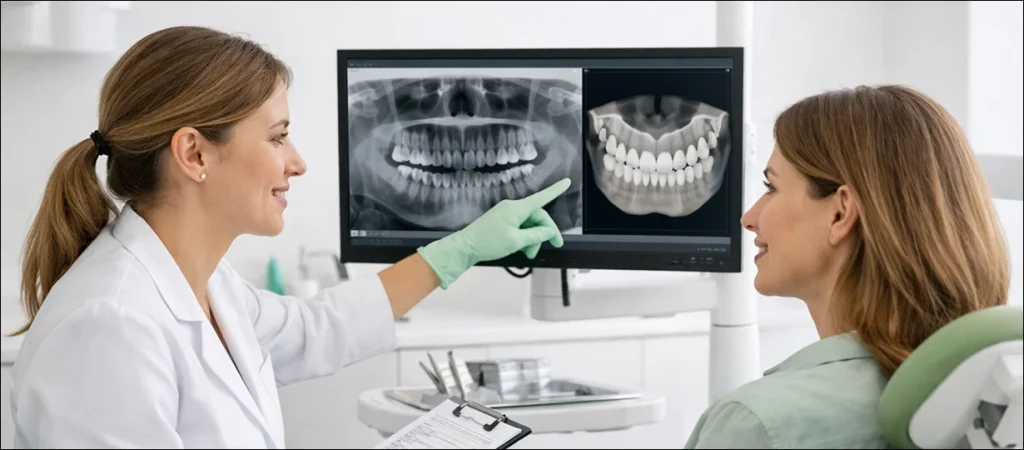 Primera visita para elegir dentista en Alicante con explicación del diagnóstico y opciones de ortodoncia.
